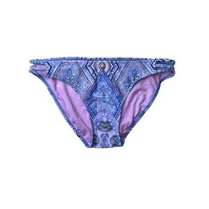 TRIBAL FLORAL PRINT BIKINI BOTTOMS W/ STRAPPY SIDES · SIZE L · NWT